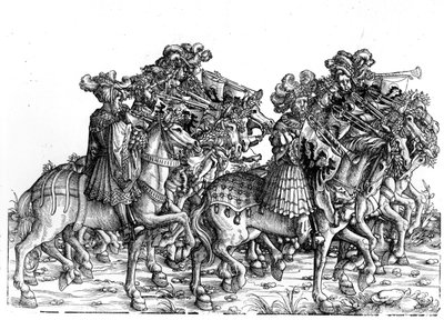 Ten Musicians with Trumpets, from the Triumphal Procession of the Emperor Maximilian I, c.1517 by Hans Burgkmair